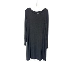 Eileen Fisher Dress Charcoal Gray Soft Cozy Long Sleeve Office Work Career Small